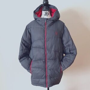 SPYDER men Gray puffer jacket LARGE